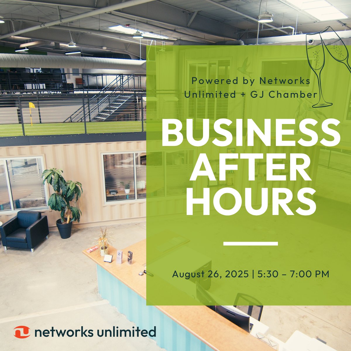NetworksUGJ's tweet photo. Join us on August 26th at Networks Unlimited for a Business After Hours!

Free insights, local tech advice, and great connections. https://t.co/CbK0wMa8yc