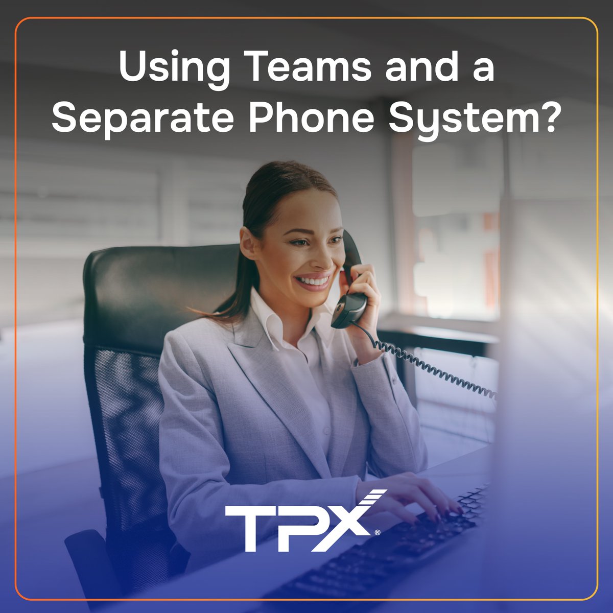 TPxComm's tweet image. Still using a PBX outside of Teams?

TPx makes Teams your phone system.

Learn More: tpx.com/solutions/coll…

#UCxwithTeams #YourSidekickforSmartIT