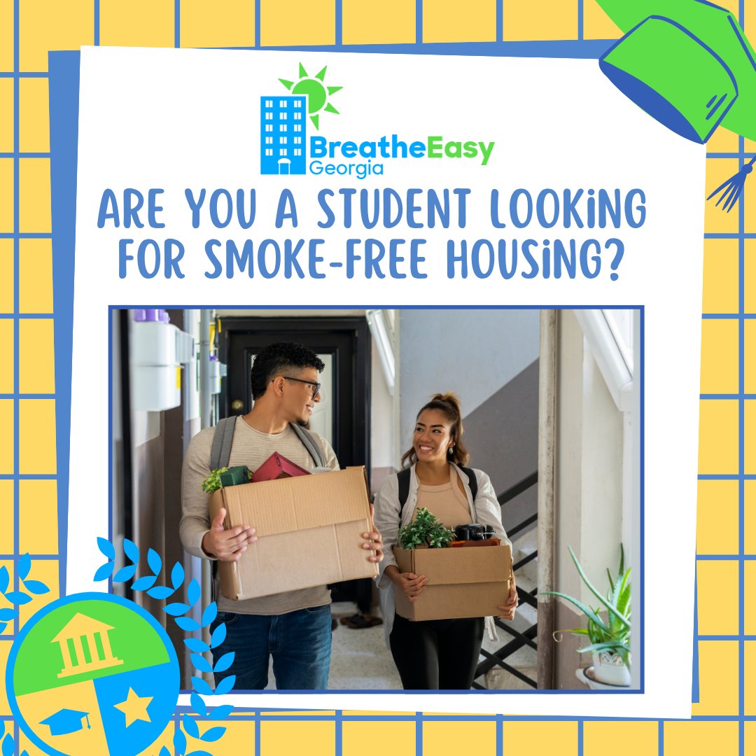 #TipTuesday: Are you looking for a smoke-free apartment community? Start the school year on a healthy note with #BreatheEasyGeorgiaHomes! Check out our smoke-free apartment listing by visiting breatheeasygahomes.org. #StudentLife #BackToSchool