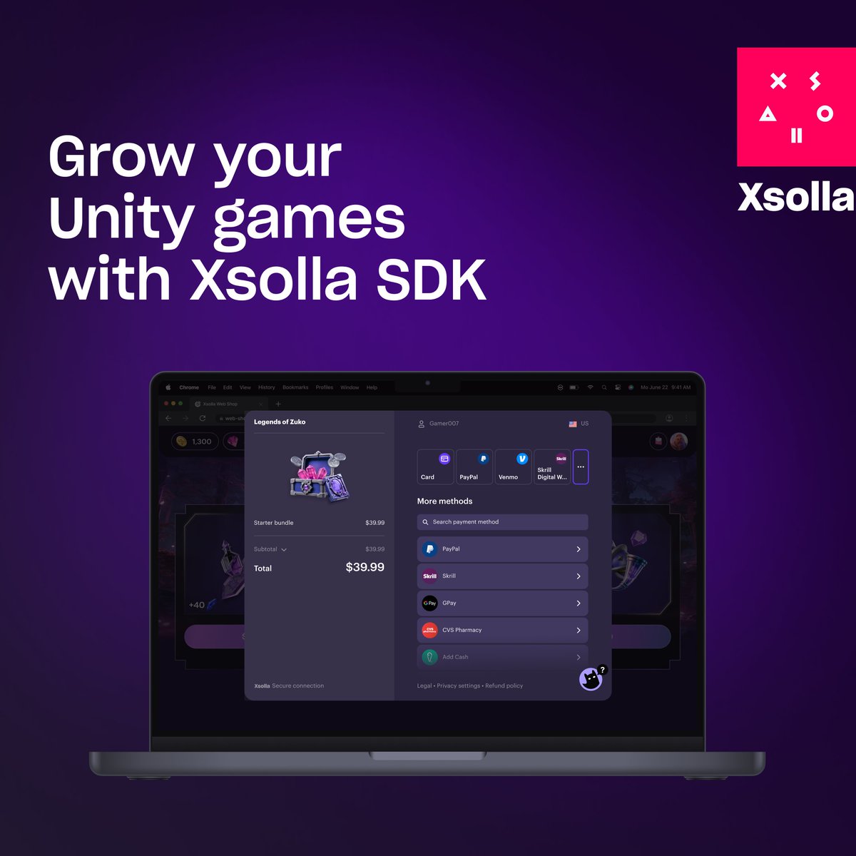 Xsolla's tweet photo. With the Xsolla SDK for Unity, you can go direct-to-player, bypass platform limits, and take full control of your revenue.

Learn how to get started: https://t.co/1A7ha6IpEb https://t.co/DgBV4MuQ2g