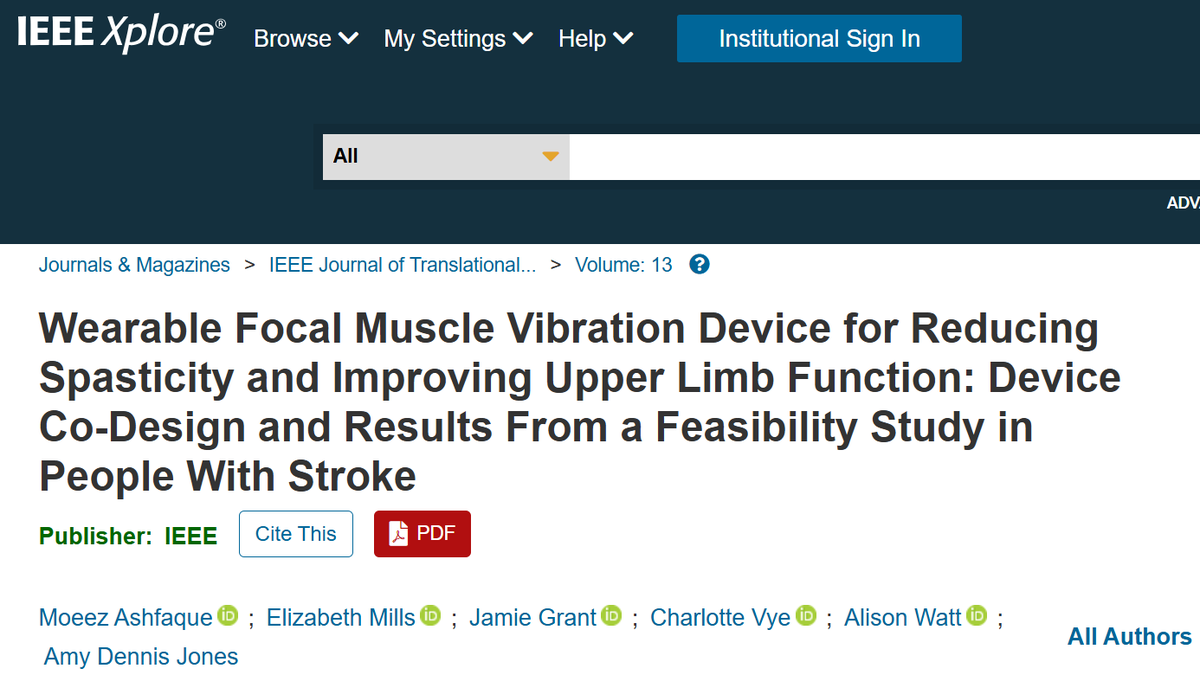 HobbsRehab's tweet photo. Our team has been named co-authors on a published project! 🎉

'Wearable Focal Muscle Vibration Device for Reducing Spasticity &amp; Improving Upper Limb Function: Device Co-Design &amp; Results From a Feasibility Study in People With Stroke'

#MiNT #HobbsRehab #research #stroke https://t.co/2K4eLnxIck