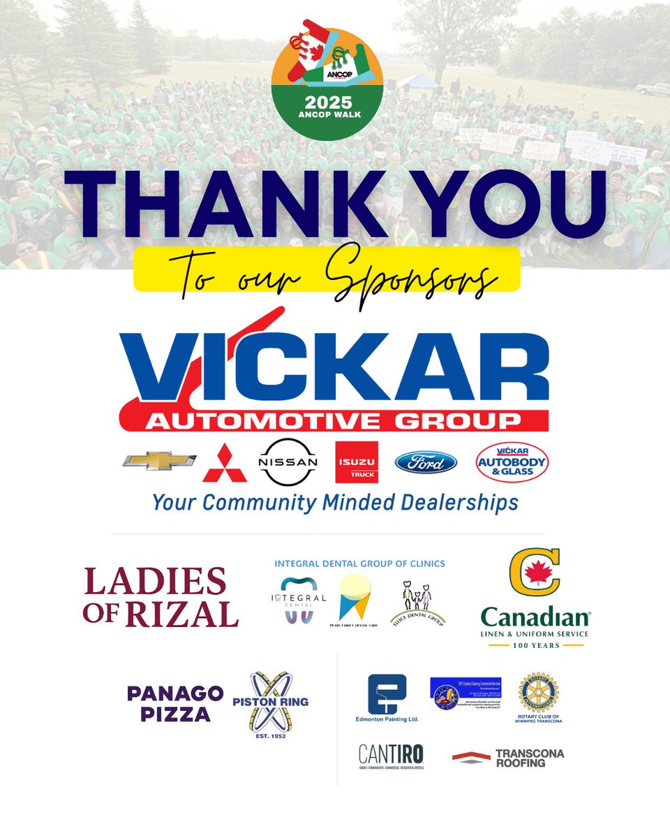 ancopcanada's tweet photo. 4 days to go!
A huge THANK YOU to all our amazing sponsors for stepping forward with us at ANCOP Walk 2025. Your support fuels education, hope, and change!
#ANCOPWalk2025 #StepForwardChangeLives https://t.co/GwDyNu5JPK