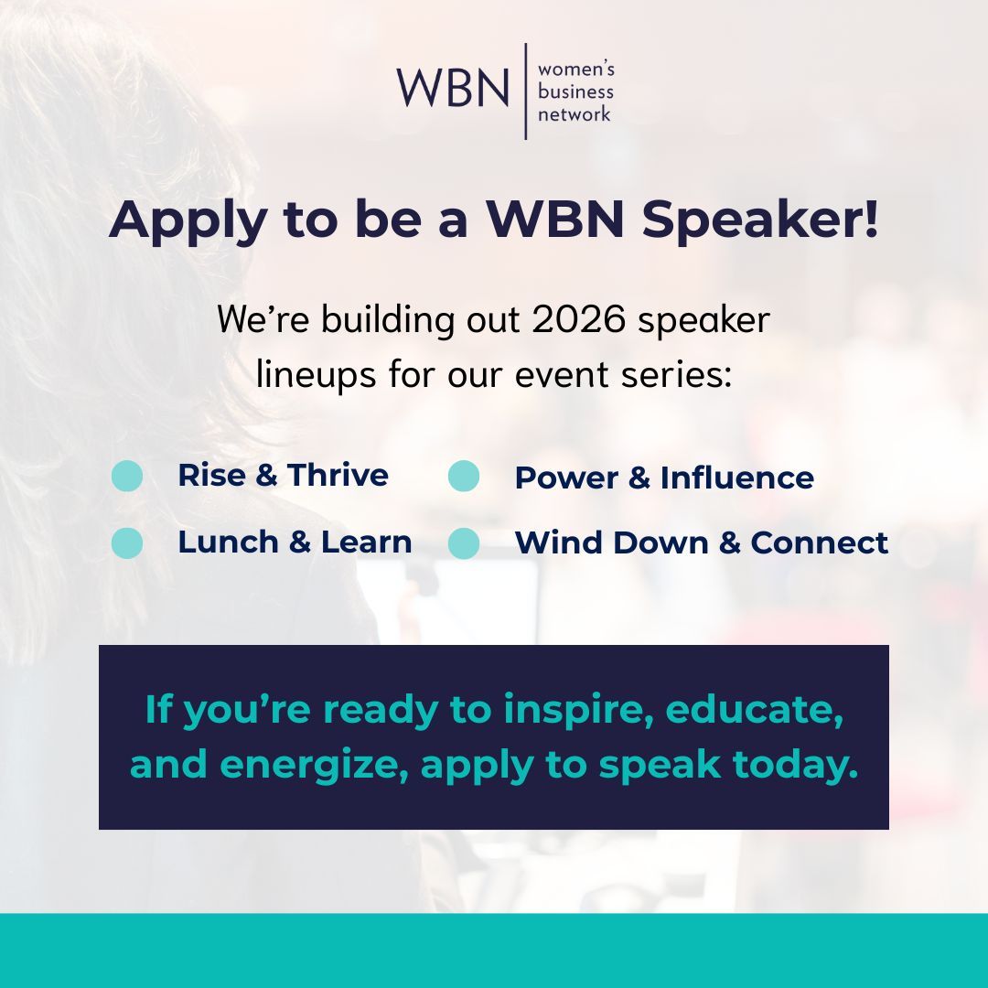 We’re planning something BIG for 2026 — and we want YOU to be part of it.

The WBN platform is more than a stage. It’s a spotlight, a space to grow, and a community to connect with.

If you’re ready to inspire, educate, and energize, apply to speak today.

womensbusinessnetwork.ca/events/speaker…