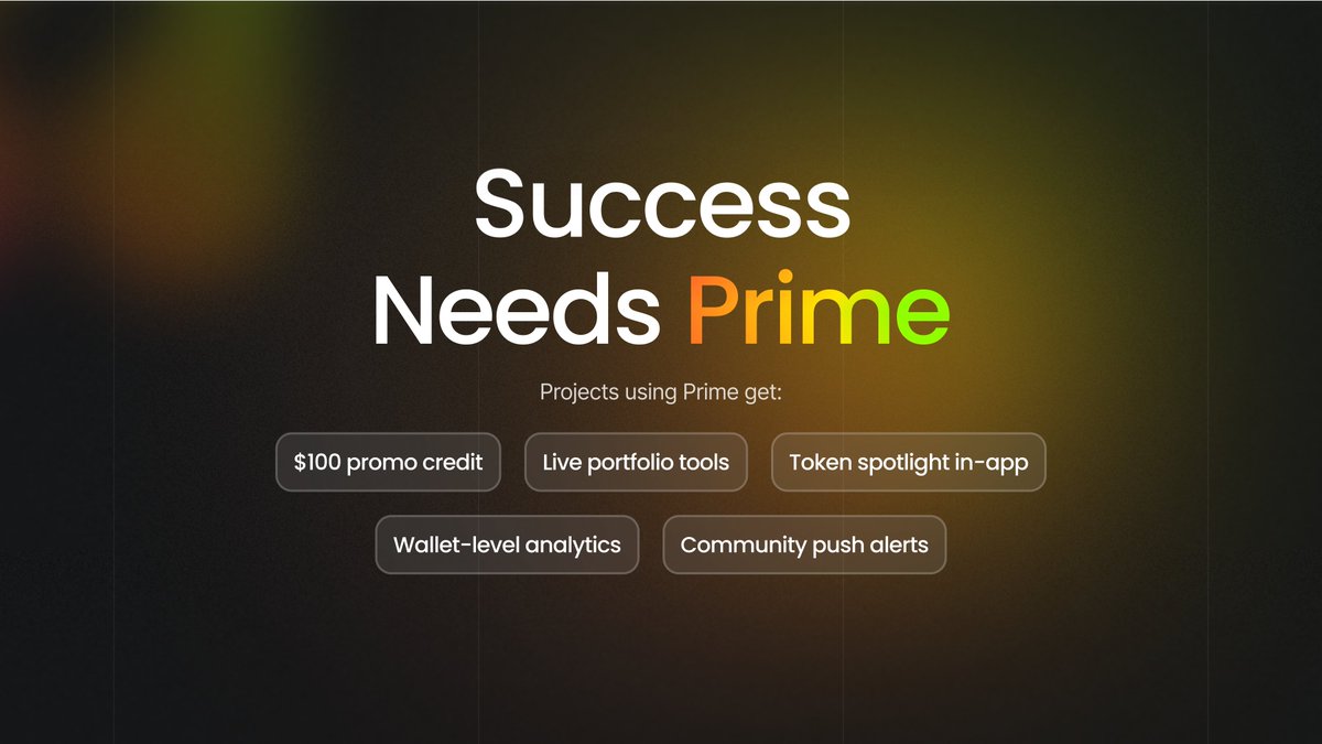 apescreener's tweet photo. Projects using Prime get:

 ✅ $100 in promo credit
 ✅ Live portfolio tools for holders
 ✅ Token spotlight in-app
 ✅ Wallet-level analytics
 ✅ Push alerts to their community

Looks good on a chart.

 Looks better when your community actually stays.

https://t.co/C5JAp5HLkT