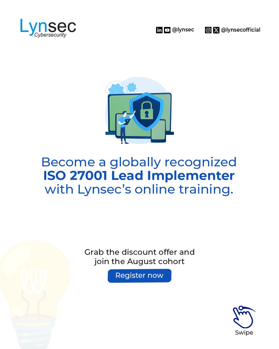 lynsecofficial's tweet image. # DidYouKnow - Lead Implementers play a critical role in reducing organisational risk exposure.

In today’s digital landscape, they’re the ones who design, implement, and enforce systems that protect businesses from cyber threats.

#LynsecTraining #CyberSecurityCertification