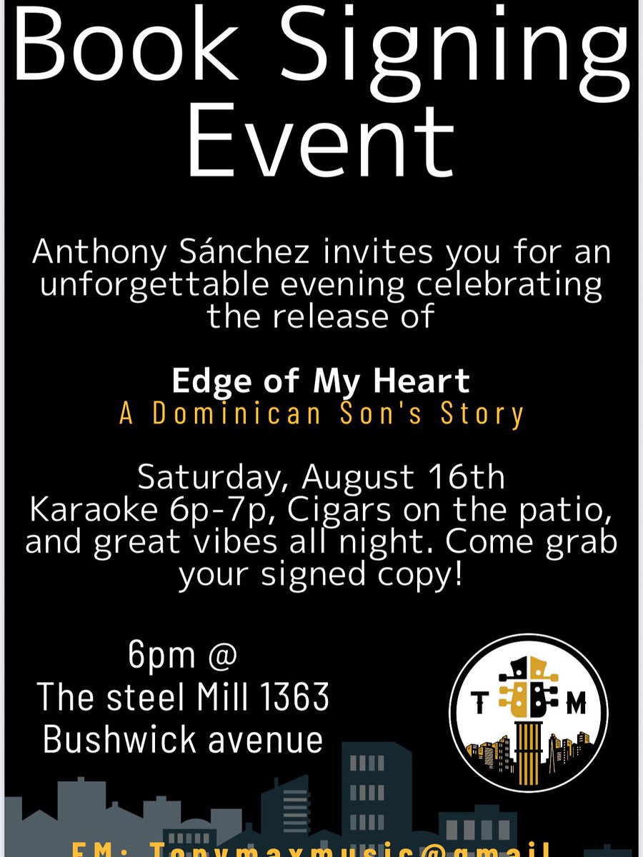 Come thru to my book release and signing! @ the steel mill in brooklyn! 1363 Bushwick Avenue 6pm-8pm