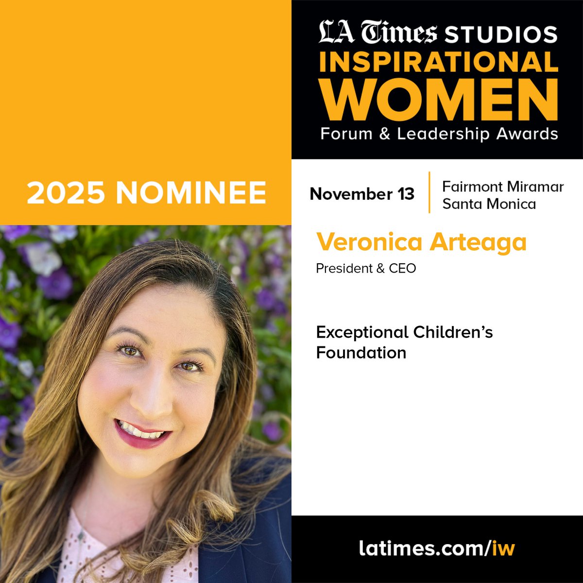 We are thrilled to announce our own inspirational leader, ECF President &amp; CEO Veronica Arteaga, is a nominee for the upcoming 2025 Los Angeles Times Inspirational Women Leadership Awards! <a href="/LATimes/">Los Angeles Times</a> Studios Business <a href="/latimes/">Los Angeles Times</a> 
 #LAtimes #lnspirationalWomen #Leadership Awards