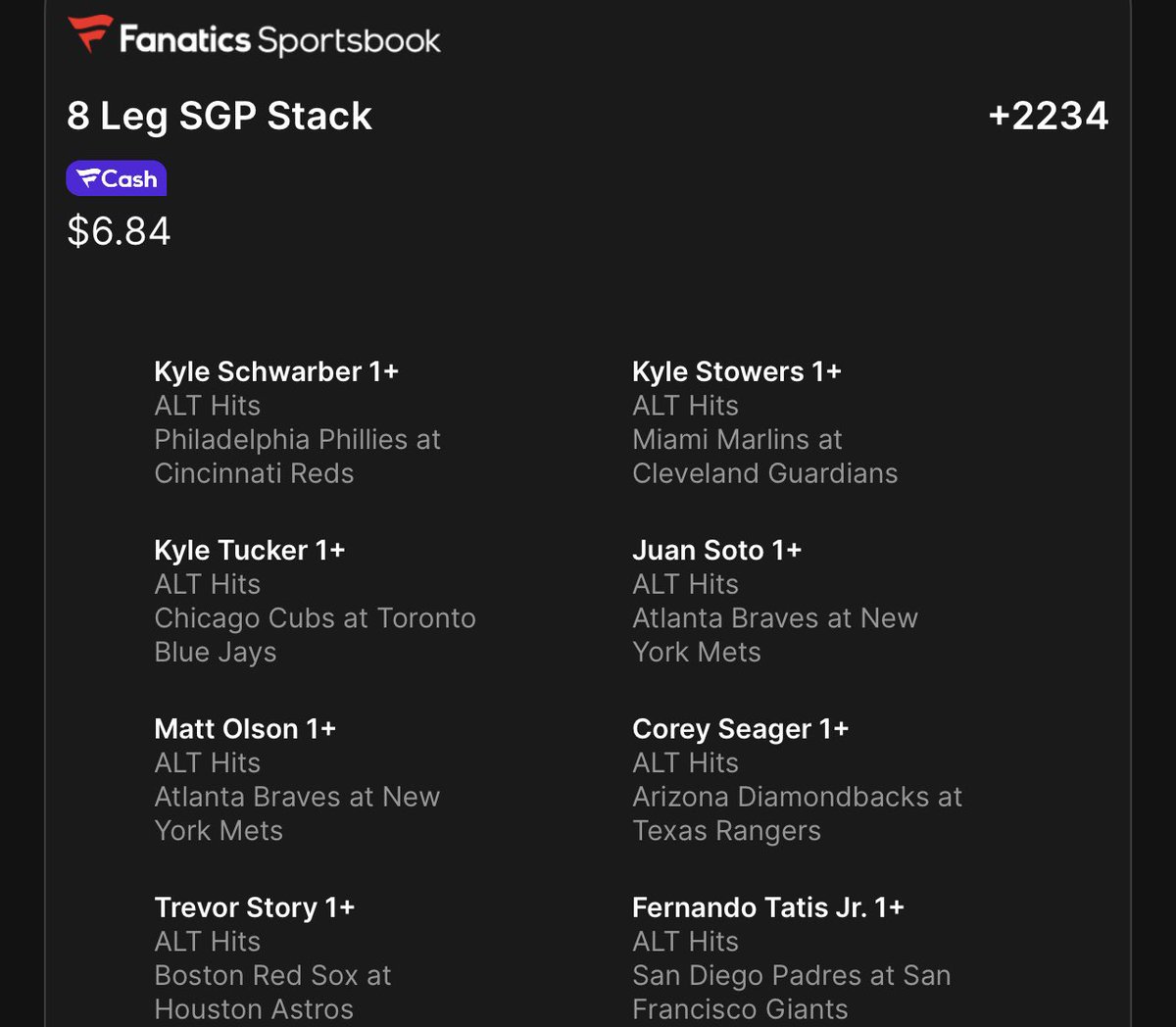 DeadPresPicks's tweet image. LIKE THIS TWEET $50 WHEN WE CASH

LINK TO RIDE👇⚾️

scoresandodds.com/all/parlay?qui…