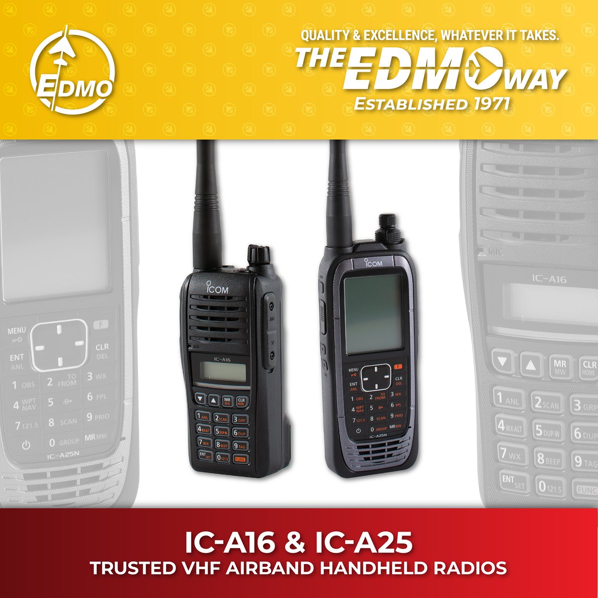 The ICOM IC-A220 TSO is back! This VHF Airband Transceiver has been re-certified to meet FAA TSO standards—approved for use in certified aircraft. Pair it with rugged handhelds like the IC-A16 or IC-A25 for reliable comms from ramp to cockpit. Shop now at EDMO! #EDMO #ICOM