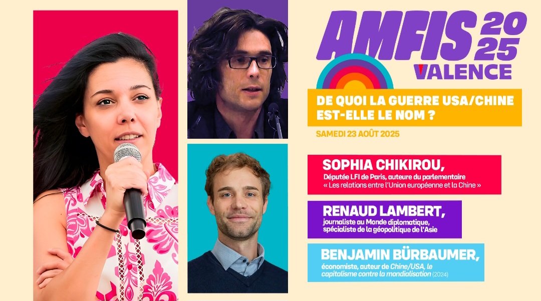 🙂
#Amfis ➖️ IX 
#Amfis2025 
#SophiaChikirou  ✊️
<a href="/chikirouparis/">Sophia Chikirou</a> 
<a href="/BurbaumerB/">Benjamin Bürbaumer</a>
Renaud Lambert 
Samedi 23 août , conférence consacrée à la guerre entre les #ÉtatsUnis et la #Chine