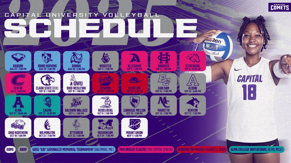 cap_athletics's tweet image. A packed schedule for @CapVolleyball this season!

#CapFam | #CapVB | #POTP