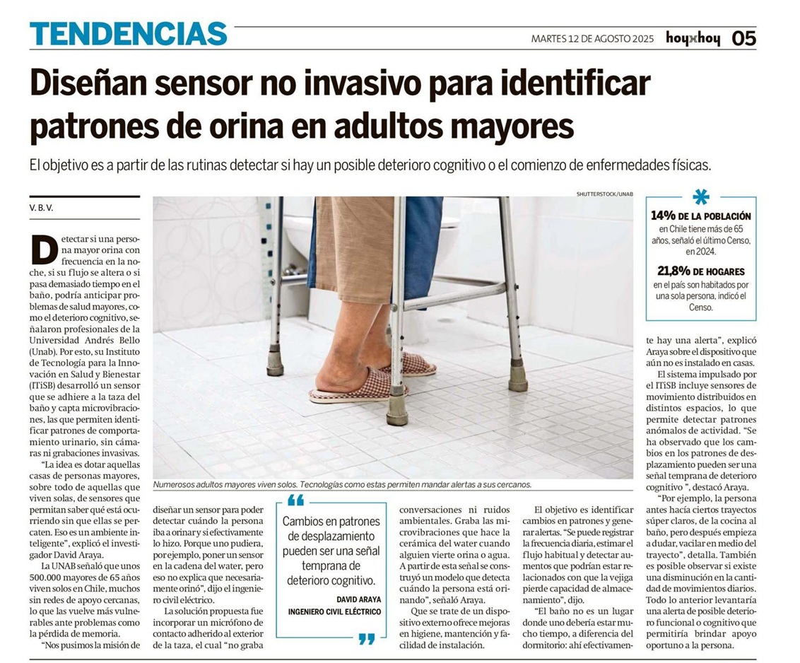 SyM_comunica's tweet photo. 📢 El @iti_sb de la @uandresbello diseña sensor no invasivo para identificar patrones de orina en adultos mayores👴👵 Así se modelan patrones de salud urinaria, como frecuencia, flujo y duración.
@hoyxhoycl https://t.co/NMN87qLvin