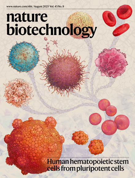 The August issue is live nature.com/nbt/volumes/43…

The cover shows human pluripotent stem cell–derived embryoid bodies differentiating in vitro into hematopoietic stem cells and, after transplantation in mice, into blood cell lineages go.nature.com/3XeDg1Q