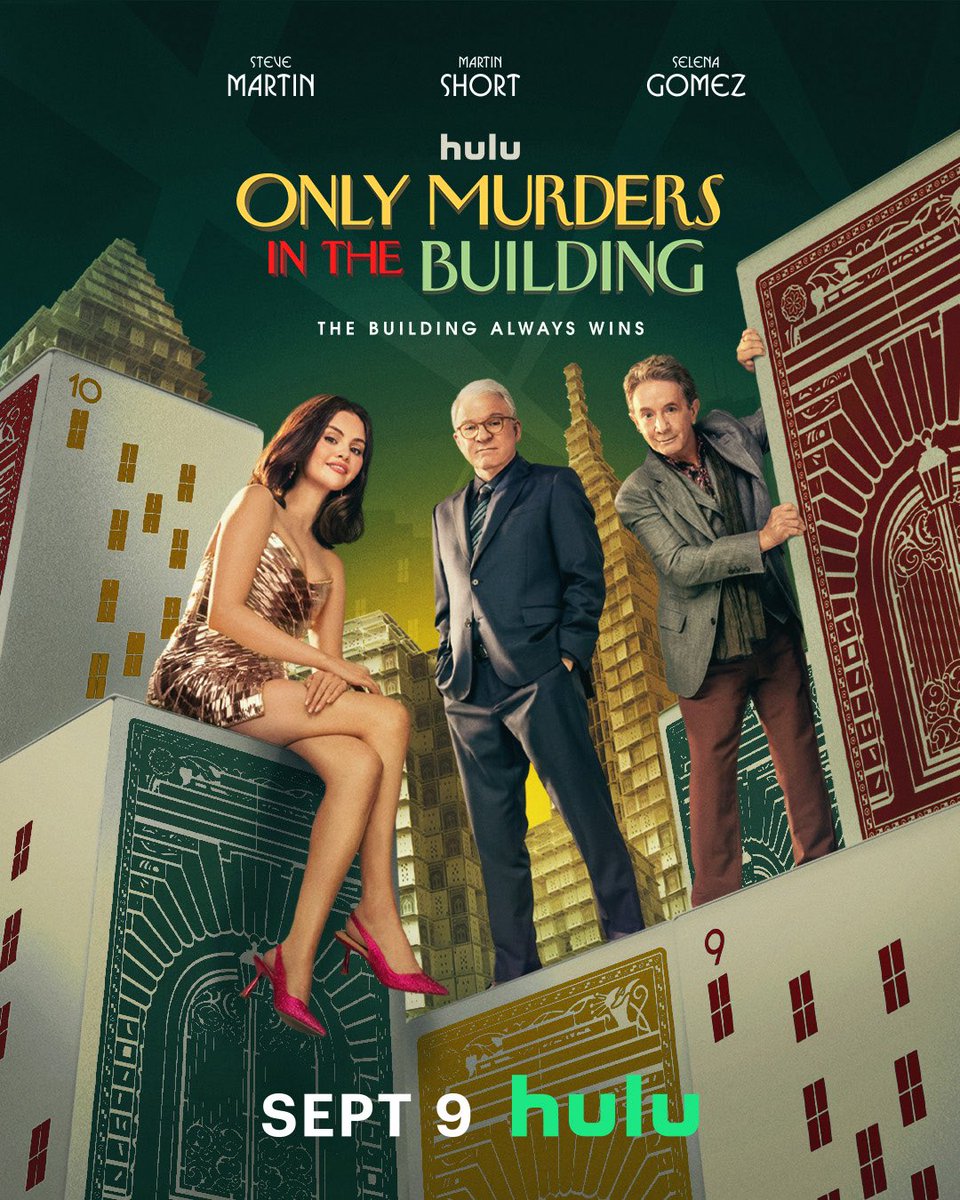 The poster for Season 5 of ‘ONLY MURDERS IN THE BUILDING’ has been released. 

Premiering September 9 on Hulu.
