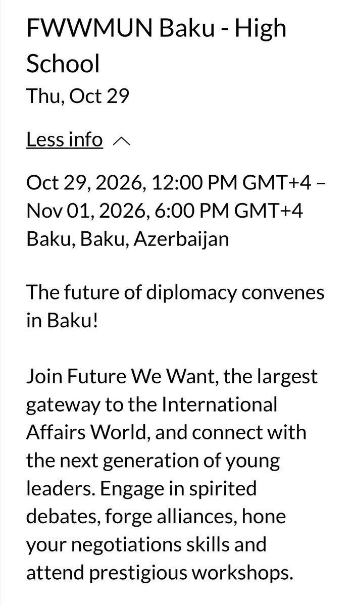 thisisaymar's tweet photo. Exciting news! We will OFFICIALLY host a Future We Want international MUN in Azerbaijan! Conference has been officially launched on https://t.co/ylfiTMO1d4 website. https://t.co/M2ntizKRg7