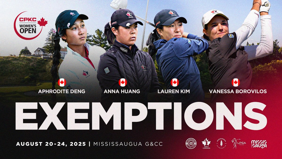 Nine members of Team Canada, including 15-year-old Aphrodite Deng of Calgary, Alta. headline this year's notable exemptions for this year's CPKC Women's Open: 

🗞️: bit.ly/4mDOTdI