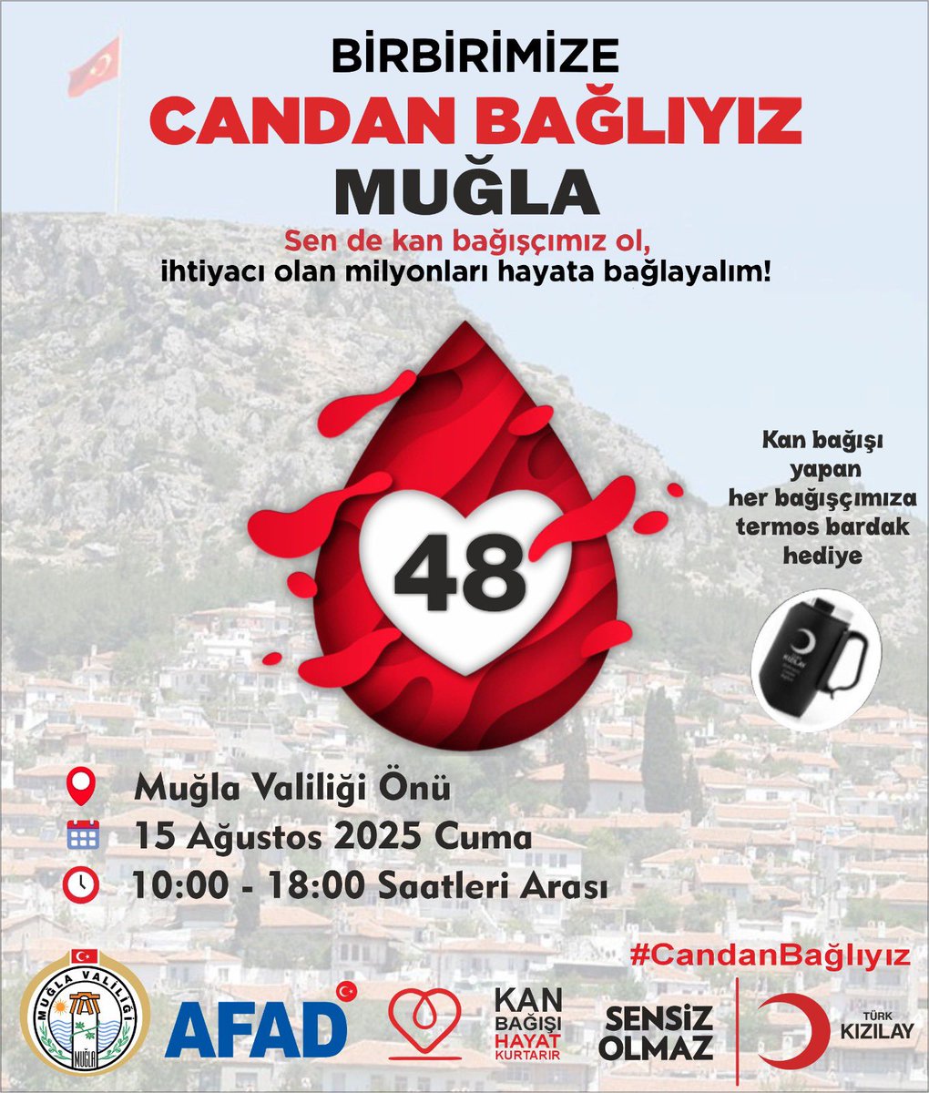 ✔️ 18 - 65 Yaş arası
✔️ 50 Kg ve üzeri
✔️ Kendini sağlıklı hisseden herkes 

      Kan, üretilemeyen tek ilaçtır ve sadece siz bağışlarsanız hayat kurtarır.
⏳ 15 dakika → 💓 3 hayat
Sen de kahraman ol, kolunu uzat!

<a href="/tcmuglavaliligi/">Muğla Valiliği</a> <a href="/idrisakbiyik/">Dr. İdris AKBIYIK</a> @afadbaskanlik
#CandanBağlıyız