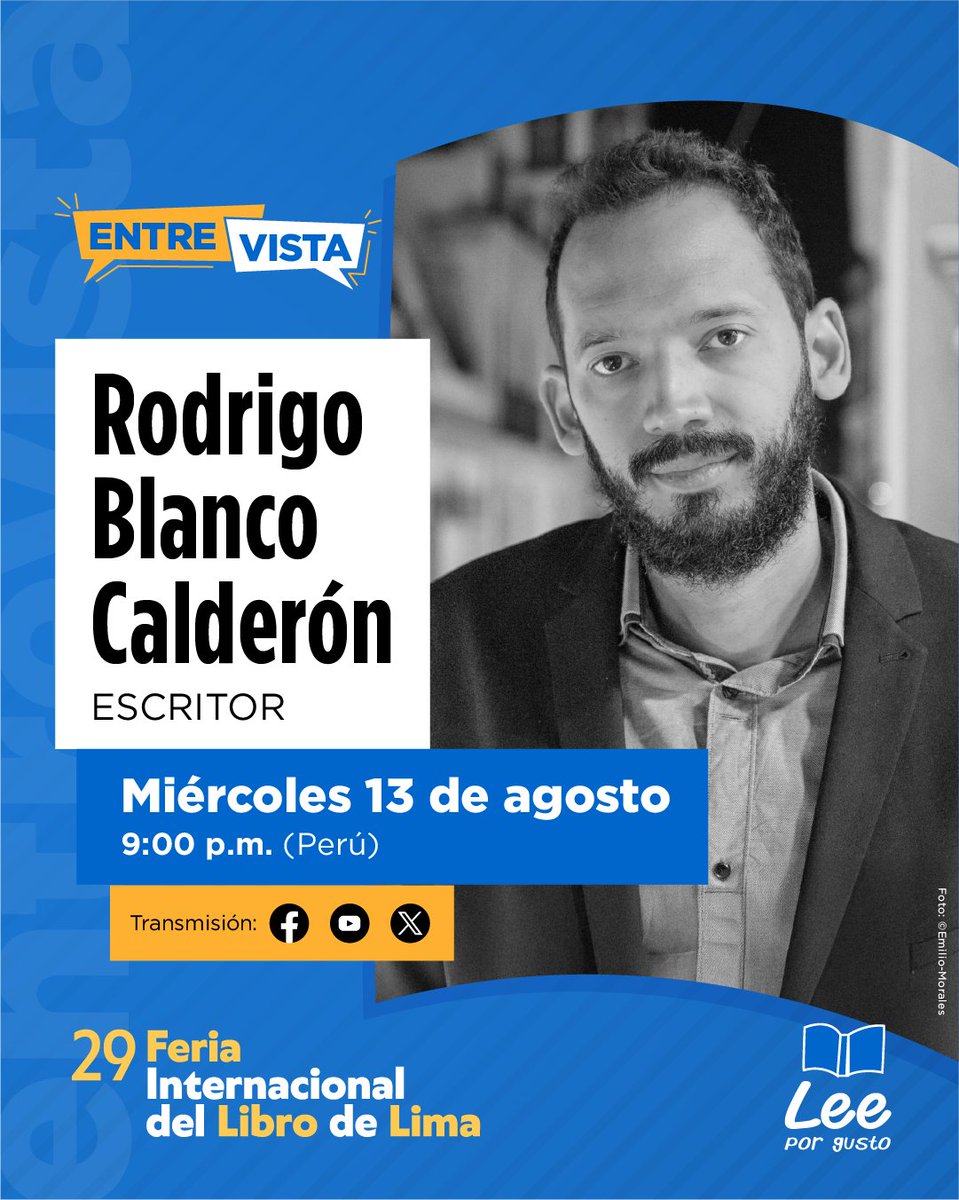 Lee Por Gusto (@leeporgusto) on Twitter photo El escritor venezolano Rodrigo Blanco Calderón participó en la 29 Feria Internacional del Libro de Lima para presentar su más reciente libro de relatos titulado «Venecos». Te invitamos a seguir nuestra charla con él. <a href="/atajoslargos/">Rodrigo Blanco Calderón</a> <a href="/paginasdeespuma/">Editorial Páginas de Espuma</a> El escritor venezolano Rodrigo Blanco Calderón participó en la 29 Feria Internacional del Libro de Lima para presentar su más reciente libro de relatos titulado «Venecos». Te invitamos a seguir nuestra charla con él. <a href="/atajoslargos/">Rodrigo Blanco Calderón</a> <a href="/paginasdeespuma/">Editorial Páginas de Espuma</a>