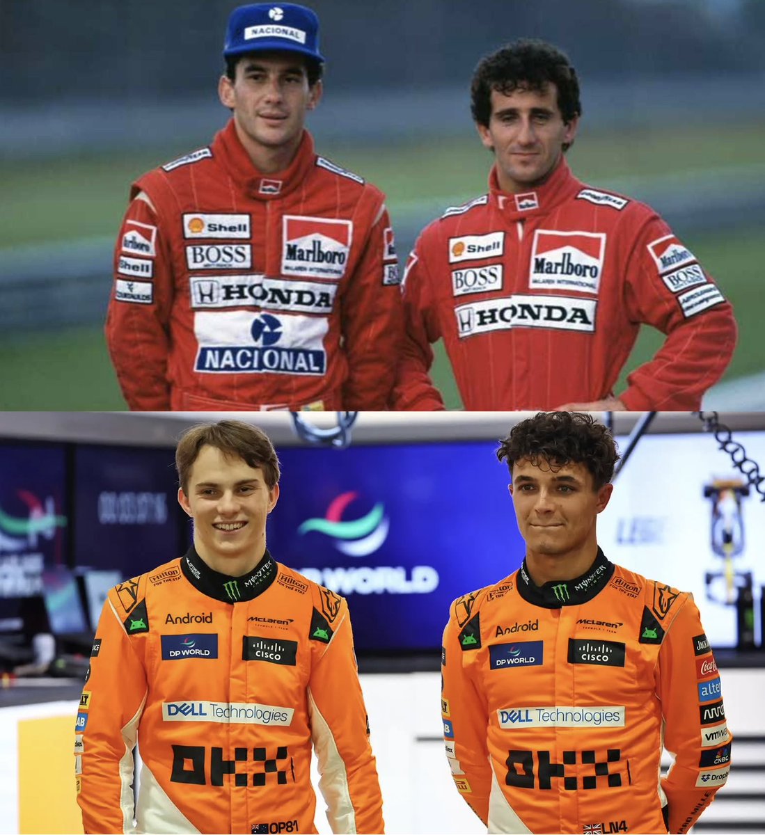 The only McLaren drivers to get four 1-2 podium finishes in a row 🏆 

• Ayrton Senna &amp; Alain Prost (1988)
• Lando Norris &amp; Oscar Piastri (2025)

End of list.