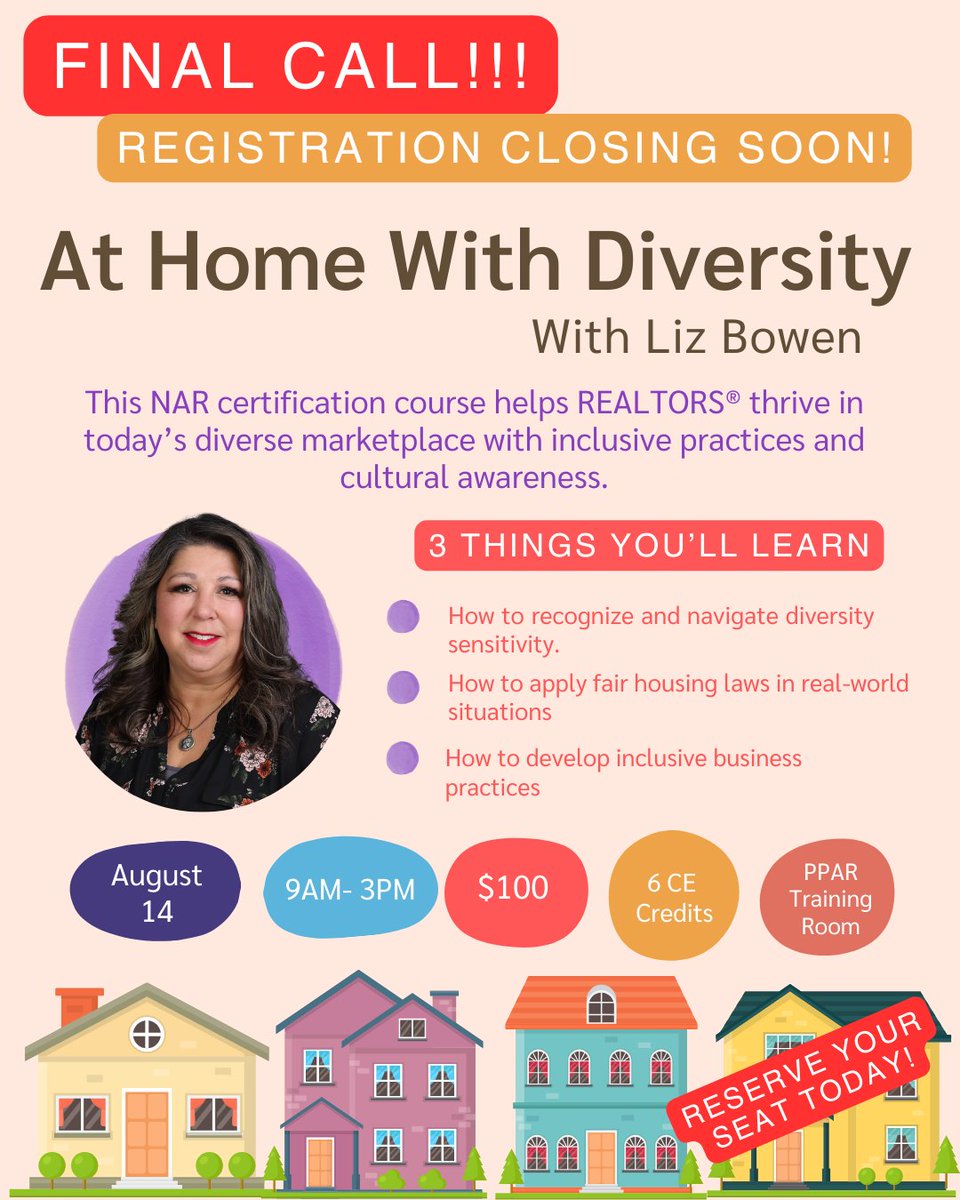 We are days away from class At Home With Diversity with instructor Liz Bowen! Register Now!! Don't miss this class!
📅 Aug 14th
🕘 9AM - 3 PM
📍 PPAR Training Room
💳$100
📚CE Credits
🔗loom.ly/1dy6B0Q
