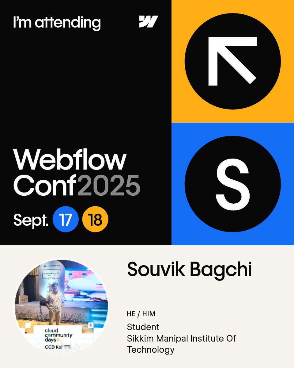 mrhyperionai's tweet photo. I’m thrilled to share that I’ll be attending the Webflow Conference 2025! 🎉
This is going to be an incredible opportunity to:
 🌐 Explore the future of no-code &amp; web design
 🤝 Connect with industry leaders and fellow creators
 💡 Gain fresh perspectives for my projects https://t.co/xOz7CWKvQA