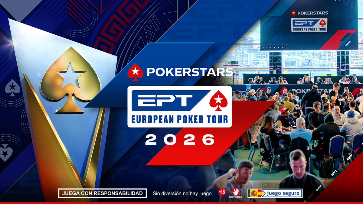 Ya conocemos las primeras paradas confirmadas, del calendario de eventos en vivo de 2026💥 

🇫🇷 EPT París

🇲🇨 EPT Montecarlo

🇧🇪 PokerStars Open Namur

🇮🇹 PokerStars Open Campione

🇮🇪 Irish Poker Open

🔗 Más información: psta.rs/PrimerasParada…