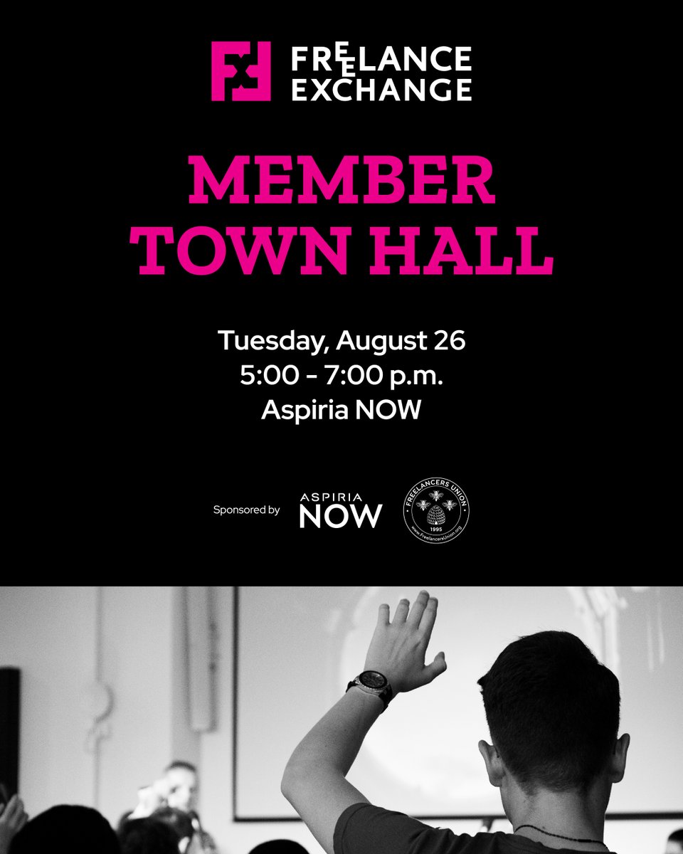 📣 FX Members: this one’s for YOU! It’s time for our FX Town Hall. It’s your turn to speak up, be heard, &amp; be part of shaping what’s next.

🗓️ Mark your calendar: 8/26, 5 pm, Aspiria NOW
🔗 RSVP: bit.ly/4lDjGGZ (Free to attend!)

#FXofKC #FreelanceLife #KCfreelancers