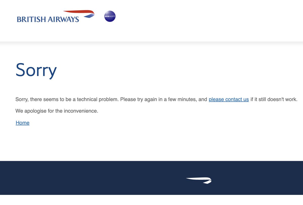 Foolish of me to try and use the BA website