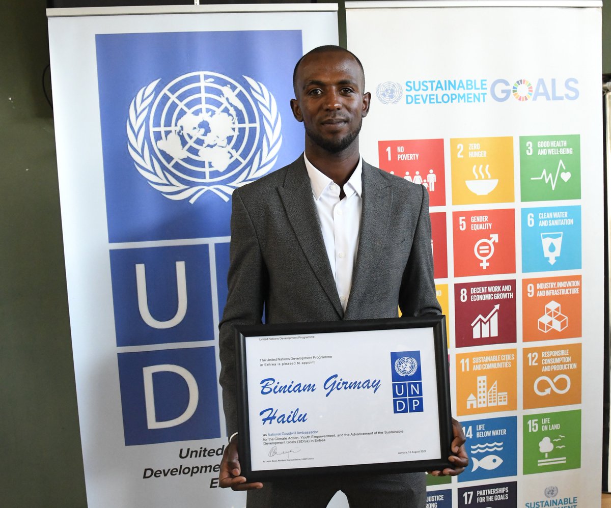 UNDPEritrea's tweet image. BREAKING: Eritrean cycling champ Biniam Ghirmay joins @UNDP as the National Goodwill Ambassador for Climate Action and Youth Empowerment for Eritrea!🌱
From making history at the Tour de France, Biniam is now championing youth-led climate action.
Welcome to the family, Biniam!…