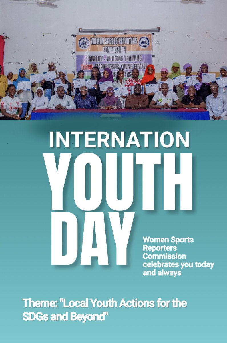 wsrcgambia's tweet photo. HAPPY INTERNATIONAL YOUTH DAY 2025 🎉

Today, we proudly celebrate the hard work, perseverance, and impact of our women in sports reporting, inspiring change, breaking barriers, and shaping the future of sports journalism.

#IYD2025 @SarjoBaldeh14 @FatouDem2 @YouthEmpowe https://t.co/VZVS1nStGQ