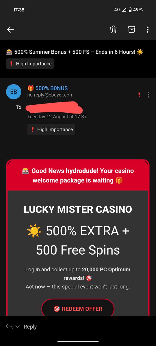 Spacejocks's tweet photo. @Ebuyer I've been getting emails like this from your email all week... https://t.co/pgOwADNKWD