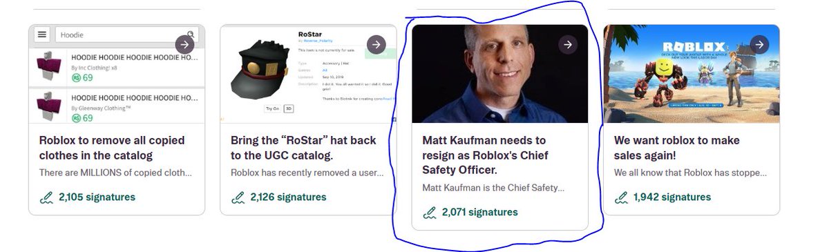 The petition to remove David Baszucki is now the second biggest petition targeting Roblox in all of change.org. 

My petition is currently the 19th biggest petition targeting Roblox. 

Let's get these both all the way to the top so everyone sees them!

#FreeSchlep