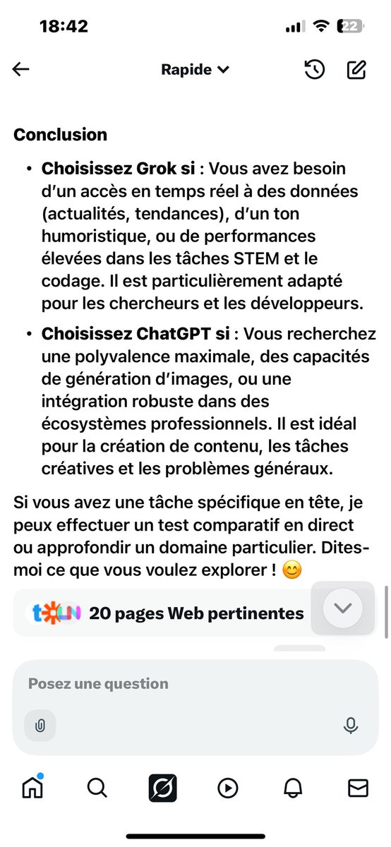 SOAWEST's tweet photo. @elonmusk lol, grok est grave neutre il propose selon les besoin de basculer sur chatgpt tandis que GPT lui ne fais que de dénigrer grok https://t.co/1AzEREoXw2
