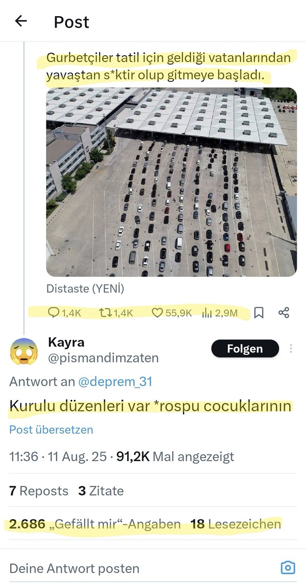 Her gurbetçi gibi ülkemi/insanlarını çok seviyorum.
Allah ülkemi/insanlarını her türlü beladan/savaştan/afetten korusun diye dualar ediyorum.
Her an ülkeme birşey olur diye 1 çok korkular yaşıyorum.
Bütün sene çalışıp biriktirdiğim paramı ülkeme gelip harçıyorum! SONRA ARKAMDAN👇🏻