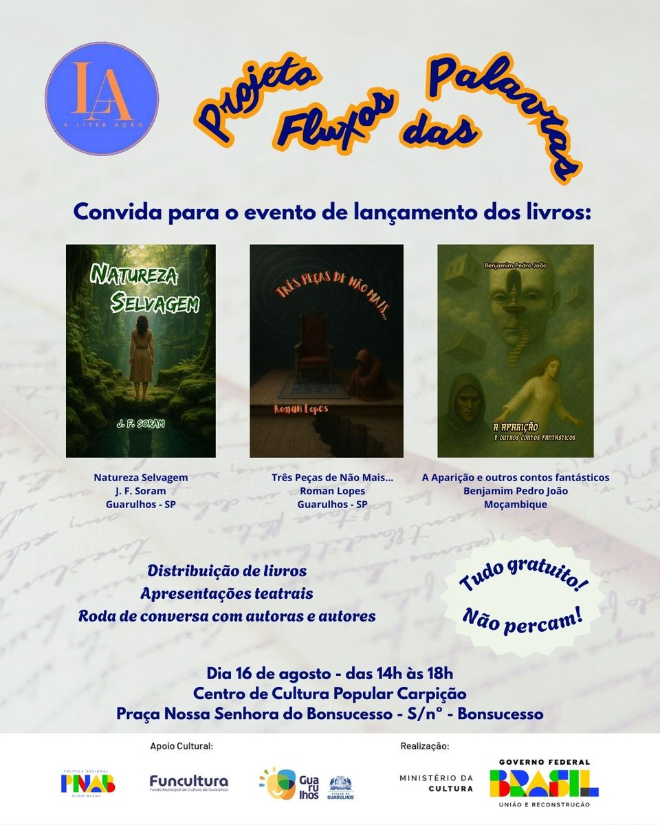 AcaoLiter's tweet photo. No próximo sábado é a vez do Centro de Cultura Popular Carpição abrigar o nosso evento...
Esperamos vocês lá!

#aliteração #arte #literatura #cultura #pnab #fluxosdaspalavras https://t.co/ngTSCyK7BF