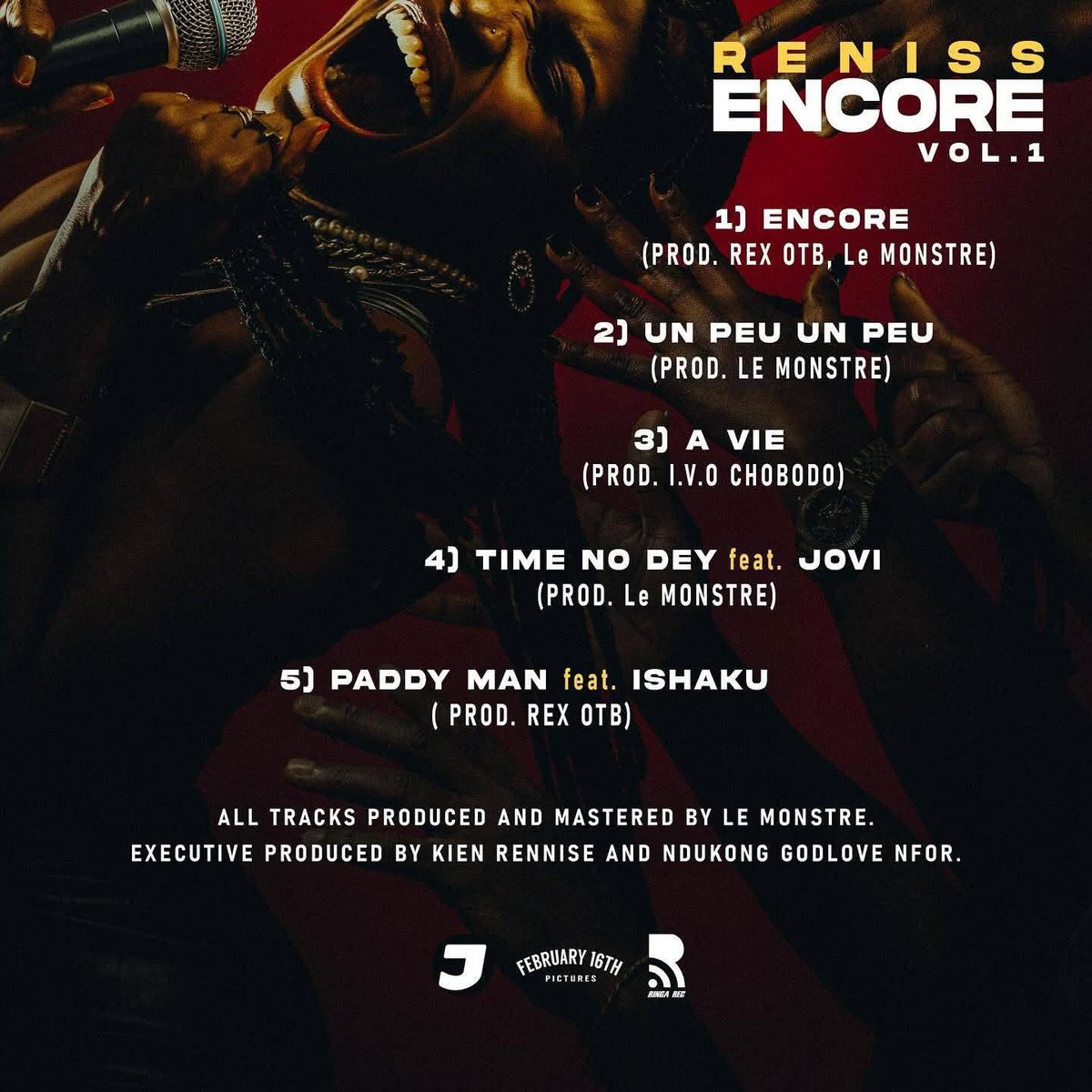 BRAND NEW :
RENISS - ENCORE VOL 1 EP
I dey na TRACK 4 😎
OUT NOW ON ALL STREAMING PLATFORMS !!! 🫶🏿🇨🇲👸🏾
LETS GO 🇨🇲🇨🇲🇨🇲🔥🔥🔥
RENISS ⚡️⚡️⚡️
Art work : Ndukong , Feb16th 
#Reniss  #EncoreVol1 #MbokoPop