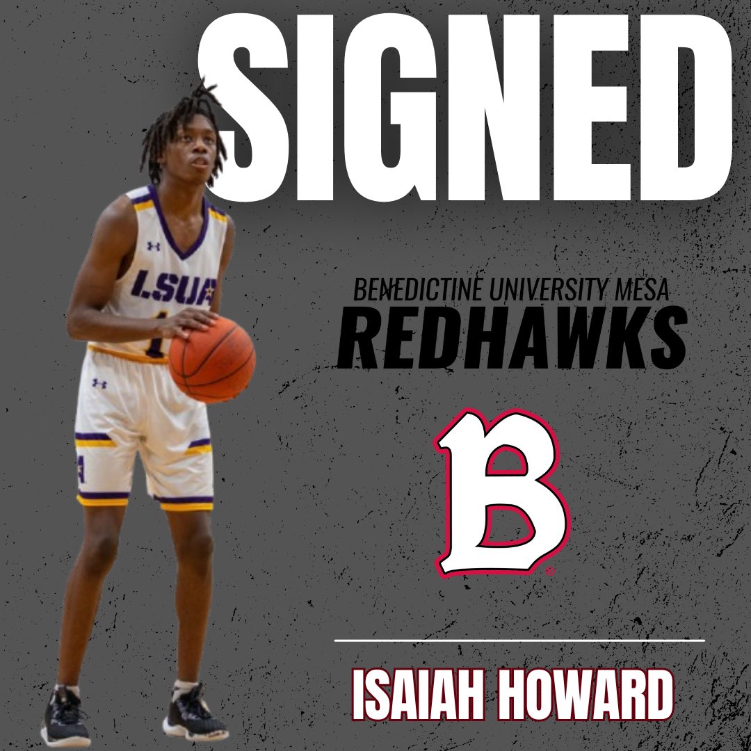 SIGNED‼️🅱️🏀

Welcome Isaiah Howard to the Redhawk family! 

Howard is a 6’2 guard from LSU-Alexandria. As a sophomore he played in 33 games with 28 starts for the 31-3 Generals. 

Howard was named the 23-24 Red River Athletic Conference Freshman of the Year.