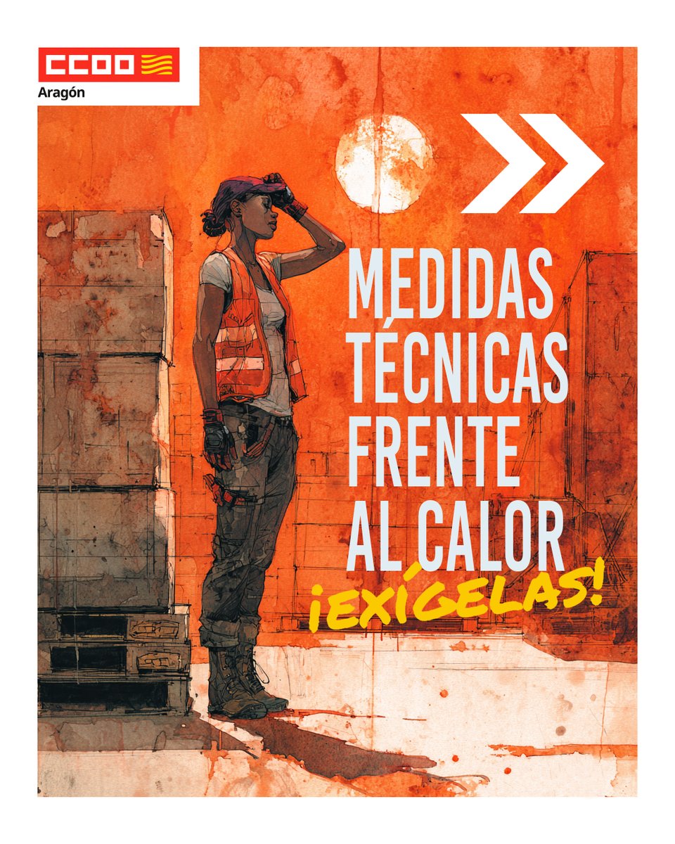 🔥 ¿Tu lugar de trabajo alcanza temperaturas extremas en verano?

Tu empresa está obligada a aplicar medidas técnicas para protegerte. 💧 Agua, ☂️ sombra, ❄️ventilación... ¡Son derechos, no favores!

👇Te lo explicamos aquí. 🧵

#oladecalor #altastemperaturas #prevención