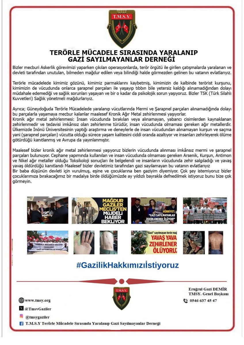 🇹🇷ÖNCE VATAN🇹🇷
ŞARAPNEL YEDİK
KURŞUN YEDİK
#GazilikHakkımızıİstiyoruz
👇
<a href="/RTErdogan/">Recep Tayyip Erdoğan</a>
<a href="/_cevdetyilmaz/">Cevdet Yılmaz</a> 
<a href="/dbdevletbahceli/">Devlet Bahçeli</a>
<a href="/eczozgurozel/">Özgür Özel</a>
<a href="/MahinurOzdemir/">Mahinur Özdemir Göktaş</a>
<a href="/drbetulsayan/">Dr.Betül Sayan Kaya 🇹🇷</a>
<a href="/hulusiakarmedya/">Hulusi AKAR</a> 
<a href="/dtcuneytaldemir/">Dt. Cüneyt Aldemir 🇹🇷</a> 
<a href="/FeyziBerdibek1/">Feyzi Berdibek🇹🇷</a> 
<a href="/celebimehmeta/">Mehmet Ali Çelebi</a>
<a href="/ifarukaksu/">İsmail Faruk Aksu</a> 
<a href="/kocakkonuralp/">Konur Alp Koçak</a>
<a href="/mhrmkurt/">Muharrem KURT</a>