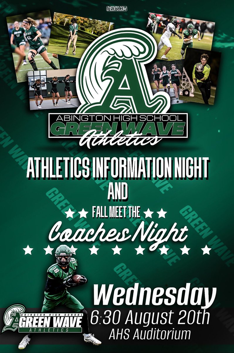 Athletics information night and Fall Meet the Coaches - Next Wednesday 8/20 at 6:30.  

Mandatory for all student athletes and 1 parent/guardian.