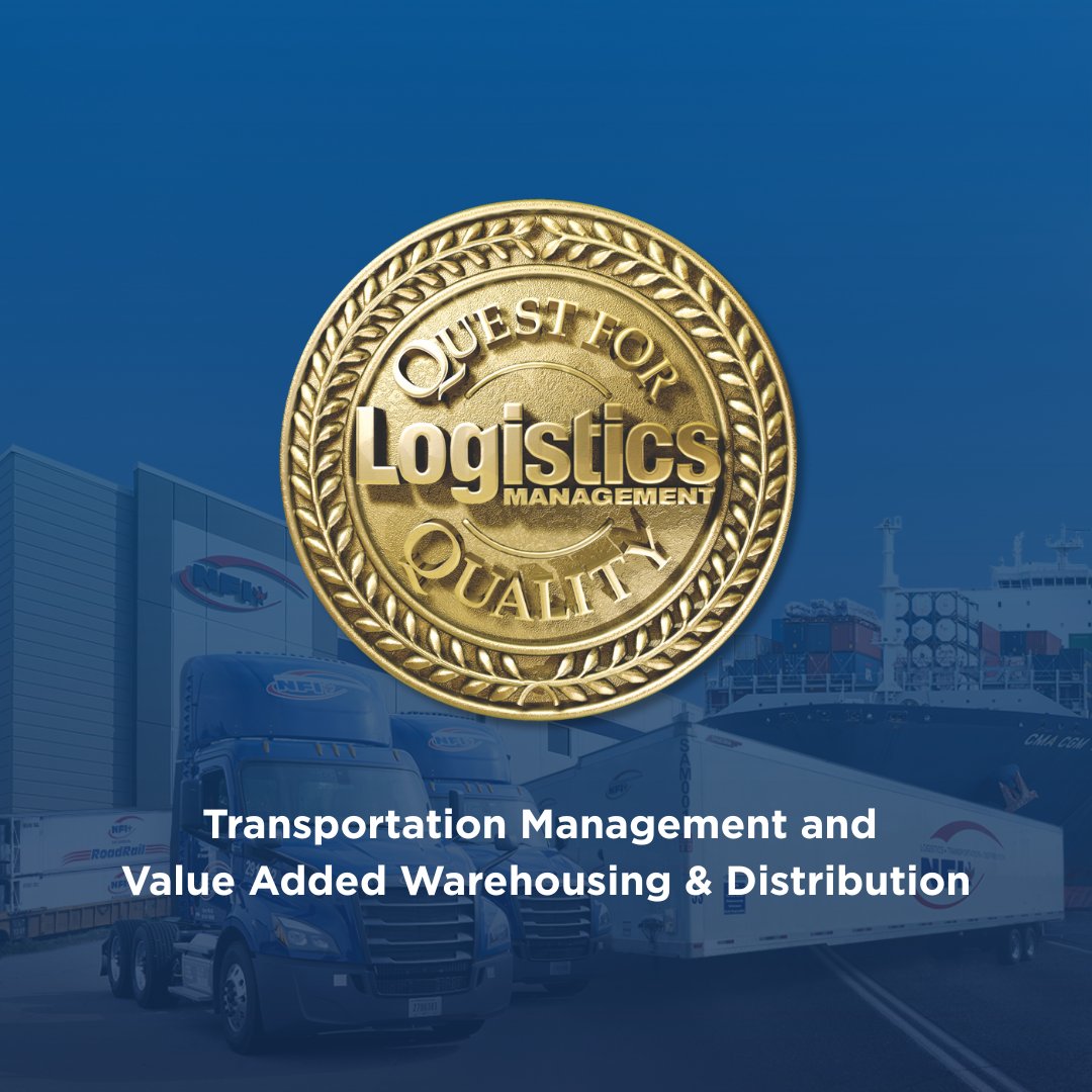 NFIindustries's tweet image. We’re honored to be recognized by @LogisticsMgmt  with two 2025 Quest for Quality Awards in Transportation Management and Value-Added Warehousing &amp;amp; Distribution. This recognition reflects our customers’ trust and our team’s commitment to excellence. bit.ly/4fy9EW1