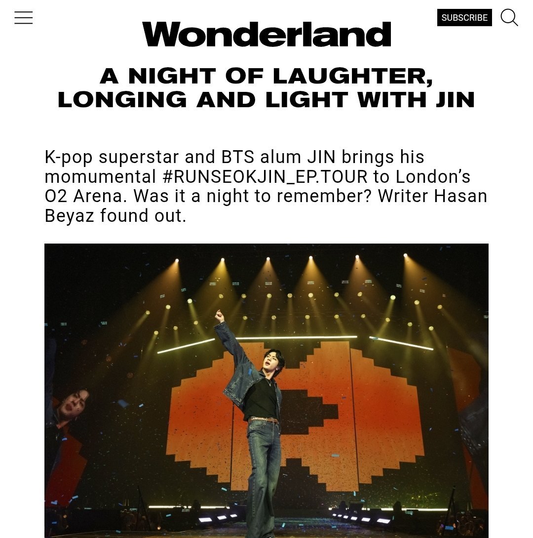 seokjin_halo's tweet photo. Wonderland Magazine wrote a heartfelt review of JIN’s monumental tour, praising his vocal capabilities that 'silenced the room'. Jin didn’t come to reinvent himself - he came to be himself, proving a single voice and piano can outshine any special effect.

https://t.co/JJIn8lRd7w https://t.co/GLVZQK7osj
