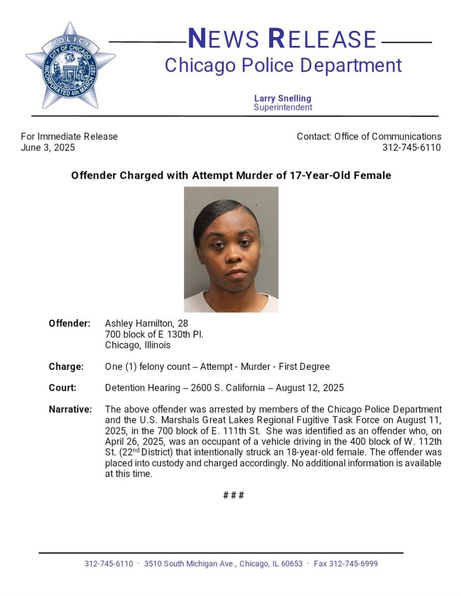 Tom Ahern (@tahern_) on Twitter photo Offender Charged with Attempt Murder of 17-Year-Old Female <a href="/ChicagoCAPS22/">22nd District - Morgan Park</a> <a href="/Area2Detectives/">Chicago Police Area 2 Detectives</a> U.S. Marshals Great Lakes Regional Fugitive Task Force #ChicagoPolice Offender Charged with Attempt Murder of 17-Year-Old Female <a href="/ChicagoCAPS22/">22nd District - Morgan Park</a> <a href="/Area2Detectives/">Chicago Police Area 2 Detectives</a> U.S. Marshals Great Lakes Regional Fugitive Task Force #ChicagoPolice
