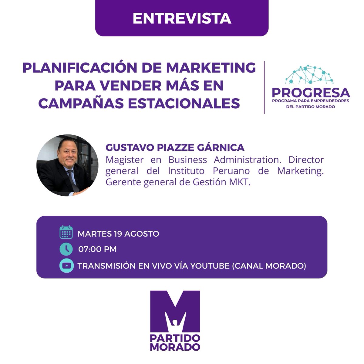 𝗣𝗹𝗮𝗻𝗶𝗳𝗶𝗰𝗮𝗰𝗶𝗼́𝗻 𝗱𝗲 𝗠𝗮𝗿𝗸𝗲𝘁𝗶𝗻𝗴 𝗽𝗮𝗿𝗮 𝘃𝗲𝗻𝗱𝗲𝗿 𝗺𝗮́𝘀 𝗲𝗻 𝗰𝗮𝗺𝗽𝗮𝗻̃𝗮𝘀 𝗲𝘀𝘁𝗮𝗰𝗶𝗼𝗻𝗮𝗹𝗲𝘀 
Planifica y organiza tu próxima campaña navideña.
Invitado: Gustavo Piazze-Director IPM

📍Vía youtube en vivo- Canal Morado: youtube.com/@canalmorado