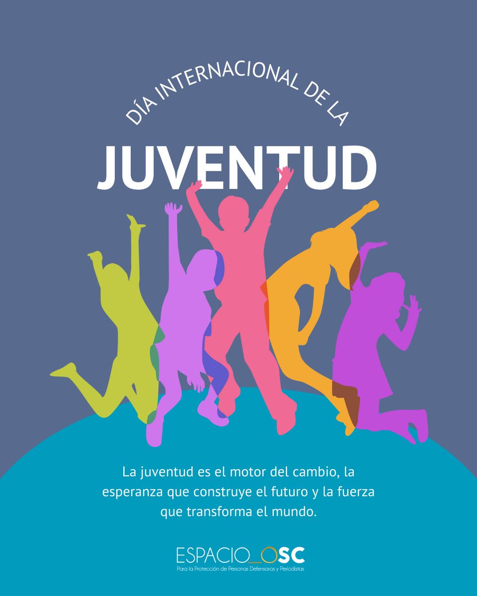 Espacio OSC (@espacioosc) on Twitter photo 📣En el #DíaInternacionalDeLaJuventud destacamos la labor de las y los jovenes que ejercen su #DerechoADefender derechos humanos y el medio ambiente🌱
Frente a los riesgos, es vital fortalecer políticas que garanticen su labor, protección, y bienestar ✊
#JuventudesDefensoras 📣En el #DíaInternacionalDeLaJuventud destacamos la labor de las y los jovenes que ejercen su #DerechoADefender derechos humanos y el medio ambiente🌱
Frente a los riesgos, es vital fortalecer políticas que garanticen su labor, protección, y bienestar ✊
#JuventudesDefensoras