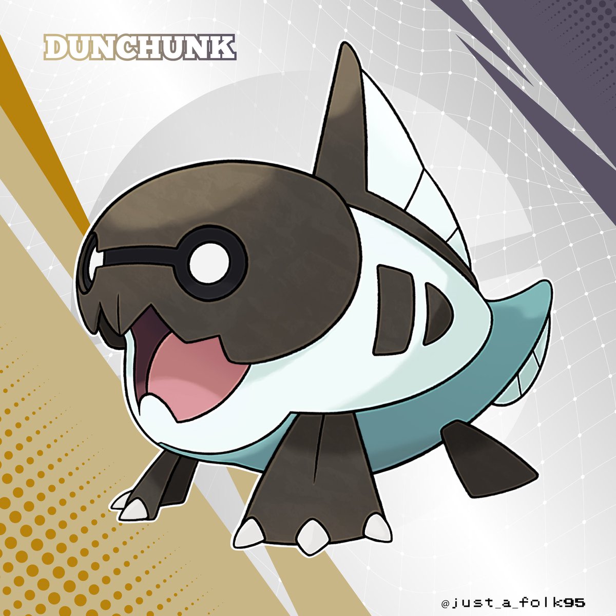 just_a_folk95's tweet photo. Rebooting an oldie of mine today! Meet Dunchunk, the Jaw Pokémon!

Wanted to try my hand at it again, to keep it up to date as it's my first mon ever posted and I was kinda dissatisfied with it as of now. https://t.co/SUSN6mkCIZ