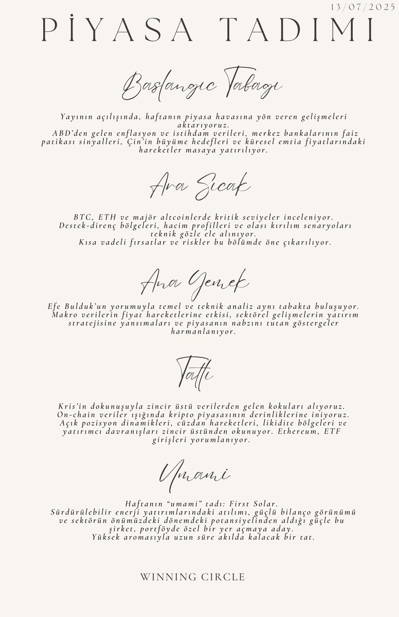 Her hafta özenle hazırlanan yatırım menüsüyle ekranlarınızdayız. 

Bu haftaki konuk şefimiz, <a href="/TheBullduck/">Efe Bulduk</a> 

Servisimiz yarın akşam canlı yayınla 21:00'da YouTube ve Twitter hesaplarımızda.