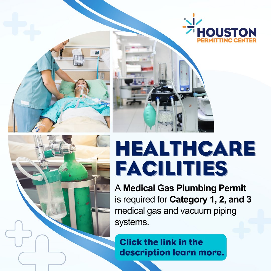 Houston Permit Cntr (@cohpermits) on Twitter photo A Medical Gas Plumbing Permit is required for installing or modifying medical gas systems in healthcare facilities. A licensed master plumber must secure the permit through the <a href="/COHPermits/">Houston Permit Cntr</a> before any work begins. Click: bit.ly/42c6OkQ #MedicalProfessionals #MedicalGas A Medical Gas Plumbing Permit is required for installing or modifying medical gas systems in healthcare facilities. A licensed master plumber must secure the permit through the <a href="/COHPermits/">Houston Permit Cntr</a> before any work begins. Click: bit.ly/42c6OkQ #MedicalProfessionals #MedicalGas