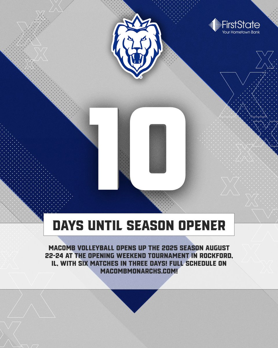 𝟏𝟎 𝐃𝐚𝐲𝐬 🏐⌛️

<a href="/MacombVB/">Macomb Volleyball</a>'s season opener is only 10 days away! The Monarchs get their 2025 campaign underway August 22-24 at the Opening Weekend Tournament in Rockford, IL!

Full Schedule: macombmonarchs.com/sports/womens-…