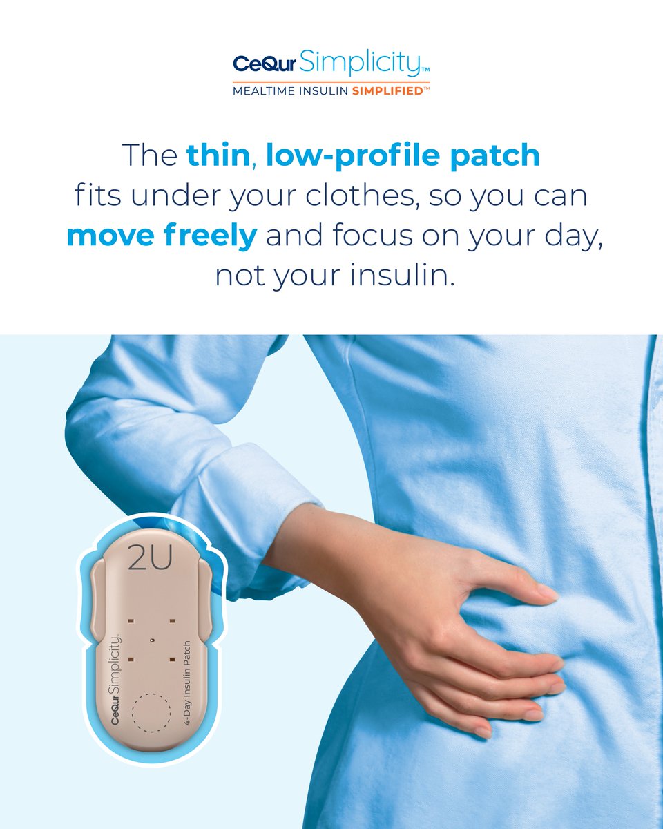 Out of sight, built for your lifestyle.

The low-profile, discreet patch helps simplify mealtime insulin so you can focus on living, not injecting.

See how it works at myceqursimplicity.com.